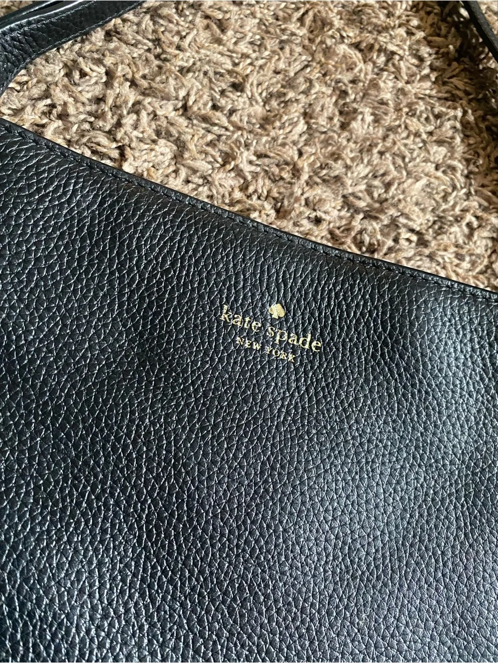 kate spade Black Pebbled Leather Messenger Crossbody